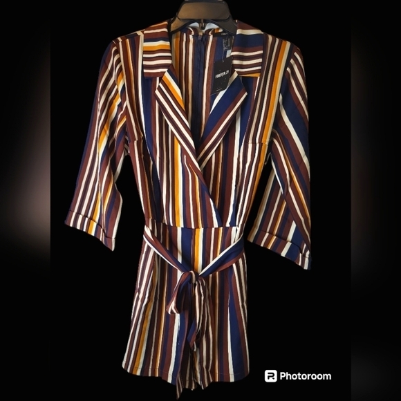 NWT Forever 21 Jumpsuit/Romper stripes Large - Picture 12 of 15